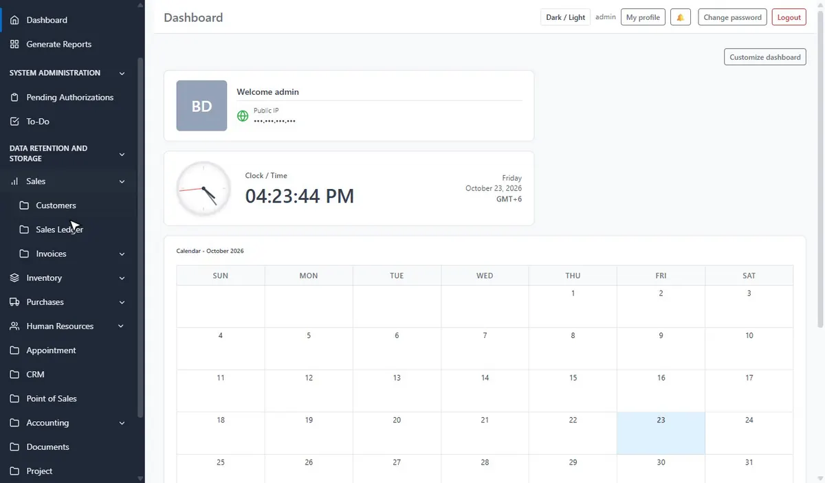BDIT ERP মডিউল ও এইচআর ড্যাশবোর্ড