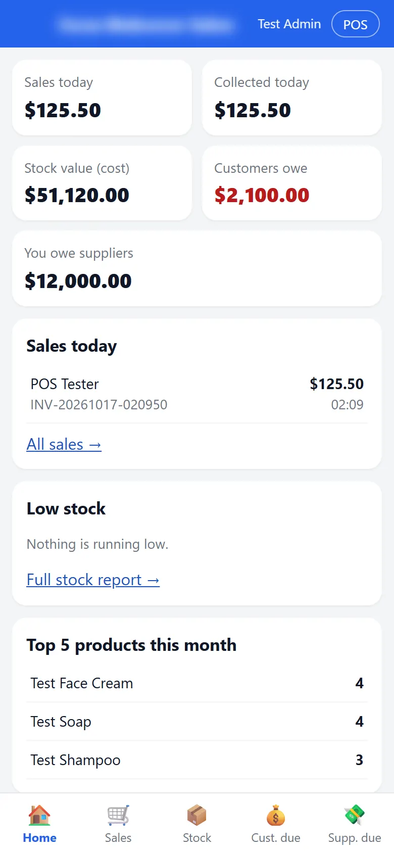 BDIT POS on a phone